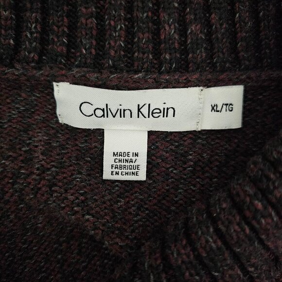 💥Calvin Klein Knit Long Sleeve V Neck Cut Out Brown Cardigan Sweater - Picture 2 of 8